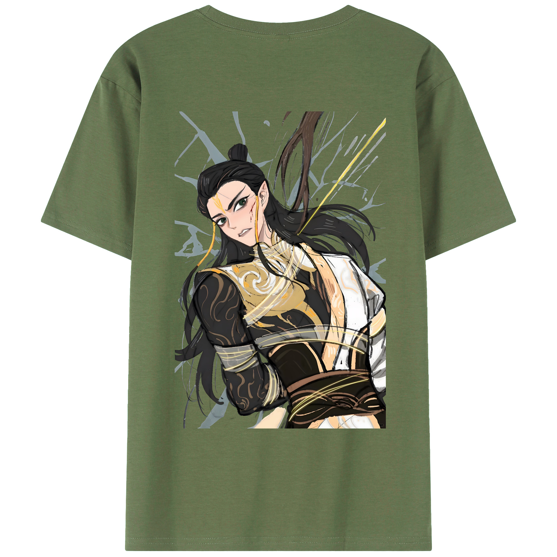 （画像用） Ne Zha 2 ナタ 魔童の大暴れ 綿100％ メンズ半袖Tシャツ（バックプリント） 通気性
